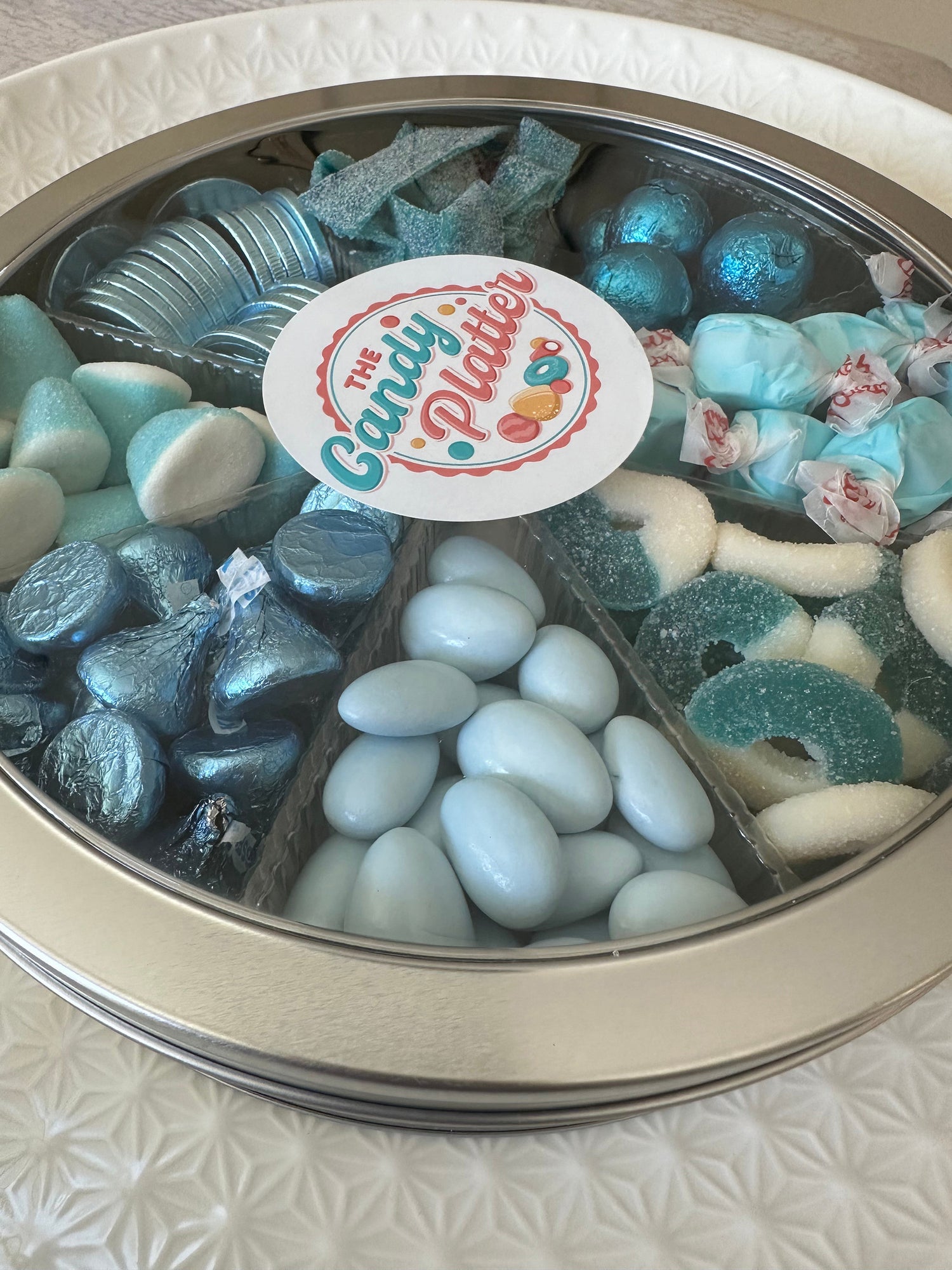 boy baby shower gift - celebration candy platter